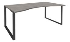 Bureau vague symétrique LOFTER - L180 cm - Plateau imitation chêne gris - pied Carbone