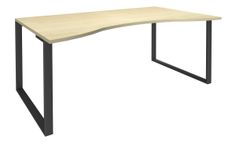 Bureau vague symétrique LOFTER - L180 cm - Plateau imitation Erable - pied Carbone