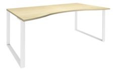 Bureau vague symétrique LOFTER - L180 cm - Plateau imitation Erable - pied Blanc