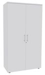 Armoire haute IRIS - H180 x L80 x P47 - 2 portes - Corps Blanc perle - Dessus et portes Blanc perle
