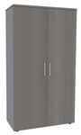 Armoire haute IRIS - H180 x L80 x P47 - 2 portes - Corps aluminium - Dessus et portes imitation Chêne gris