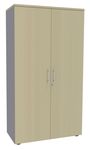 Armoire haute IRIS - H180 x L80 x P47 - 2 portes - Corps aluminium - Dessus et portes imitation Erable