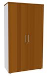 Armoire haute EXPRIM/LOFTER - H180 x L80 x P47 - 2 portes - Corps Blanc perle - Dessus et portes imitation Merisier