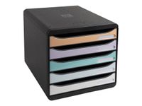 Exacompta Aquarel - Module de classement 5 tiroirs - noir/pastel glossy