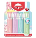 Maped Fluo Peps Pastel - Pack de 4 surligneurs - couleurs pastels assorties