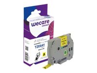 Wecare - Ruban d'étiquettes compatible Brother TZE641 - 1 rouleau (1,8 cm x 8 m) - fond jaune écriture noire