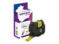 Wecare - Ruban d'étiquettes compatible Brother TZE651 - 1 rouleau (2,4 cm x 8 m) - fond jaune écriture noire