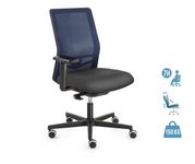 Fauteuil de bureau EQUIS - accoudoirs en option - dossier bleu siège noir