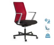 Fauteuil de bureau EQUIS - accoudoirs en option - dossier rouge siège noir