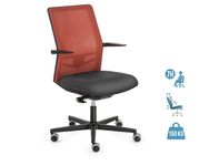 Fauteuil de bureau EQUIS - accoudoirs en option - dossier rouge tuile siège noir