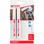 edding - Blister de 2 Marqueurs peinture PRO en Aluminium e-750 Blanc - Pointe Ogive 2-4 mm