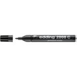 edding - Marqueur Permanent en Aluminium recyclé e-2000C Noir - Pointe Ogive 1,5-3 mm