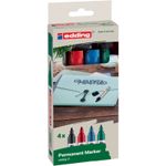 edding - Set de 4 Marqueurs Permanents en Plastique recyclé e-21 - Pointe Ogive 1,5-3mm
