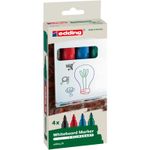 edding - Set de 4 Marqueurs tableaux blancs en Plastique recyclé e-28 - Pointe Ogive 1,5-3 mm