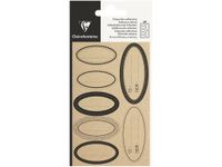 Clairefontaine - 28 Étiquettes adhésives ovales kraft noir - 8 x 16 cm