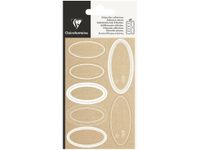 Clairefontaine - 28 Étiquettes cadeau kraft - ovale blanc - 8 x 16 cm