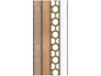 Clairefontaine - Papier cadeau kraft - 70 cm x 5 m - 70 g/m² - or et argent à pois