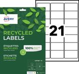 Avery - 315 Étiquettes recyclées blanches - 63,5 x 38,1 mm - Impression laser ou jet d'encre - réf LR7160-15