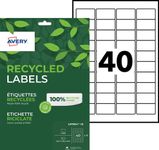 Avery - 600 Étiquettes recyclées blanches - 45,7 x 25,4 mm - Impression laser ou jet d'encre - réf LR7654-15