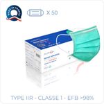 Boîte de 50 masques chirurgicaux "made in France"  (non stériles) - type II R - vert