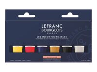 Lefranc Bourgeois - Set de peinture acrylique - 6 couleurs - ocre jaune, blanc titane, jaune primaire, noir ivoire, rouge primaire, bleu primaire - 20 ml