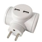 Watt&Co - Multiprise Biplite - 2 prises 16A et 2 ports USB - Rotative 180°