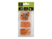 Exacompta Iderama - Kit de 58 attaches (pince-notes, trombones et punaises) - orange