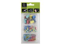 Exacompta Iderama - Kit de 58 attaches (pince-notes, trombones et punaise - couleurs pastels assorties