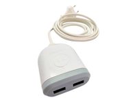 Watt&Co - chargeur secteur pour smartphone avec 3m de câble - 2USB - blanc