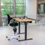 MAKIBA UGO - Escritorio para estar sentado/de pie - rectangular - roble - negro satén, RAL 9005 base