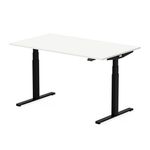 Bureau électrique UGO - L160x80cm - pieds noirs - plateau blanc laqué