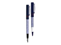 Vuarnet Aspen Stripes - Parure de stylo à bille et stylo plume - bleu et blanc