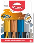 Maped Fluopep's Glitter Metal - Pack de 4 surligneurs - couleurs métalliques assorties