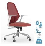 Fauteuil de bureau TIME - accoudoirs fixes gris clair - rouge