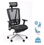 Fauteuil de bureau VASEAT - accoudoirs réglables - appui-tête intégré - noir