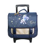 Cartable à roulettes Cybel 38 cm - 2 compartiments - bleu marine et doré - Bagtrotter