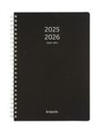 Agenda à spirale Polyprop 16 mois - 1 semaine sur 2 pages - 15 x 21 cm - noir - Brepols