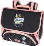 Cartable Mr Wonderful 38 cm - 2 compartiments - gris chiné et corail - Oberthur