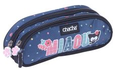 Trousse rectangulaire Chacha Miaou - 2 compartiments - bleu - Kid'Abord