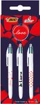 BIC 4 Couleurs Messages - 3 Stylos à bille 4 couleurs - 1 mm - Collection Love