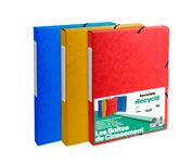 Bureau Vallée Recyclé - Lot de 3 boîtes de classement en carte recyclée - dos 25 mm - coloris assortis