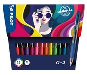 14 stylos Pilot roller G-2 - Roller encre gel rétractable - 0,7 mm