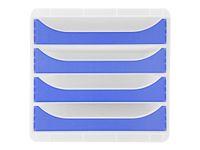 Exacompta Chromaline BigBox - Module de classement 4 tiroirs - bleu roi transparent