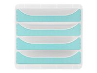 Exacompta Chromaline BigBox - Module de classement 4 tiroirs - turquoise transparent