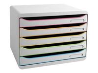 Exacompta BigBox Plus Horizon - Module de classement 5 tiroirs - black office - blanc/arlequin