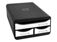 Exacompta Glossy - Module de classement 3 tiroirs - noir/blanc