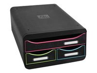 Exacompta Black Office - Module de classement 3 tiroirs - noir/arlequin