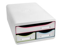 Exacompta Black Office - Module de classement 3 tiroirs - blanc/arlequin