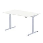 Bureau électrique UGO - L140x80cm - pieds gris - plateau blanc laqué