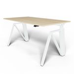 Bureau THEODORE  L120 - pieds blanc - plateau imitation chêne